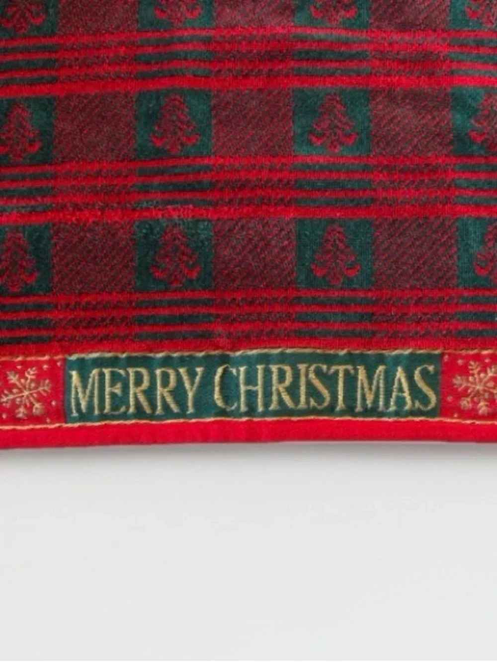 Vintage JCPenney Christmas Towel Set Red Green Plaid Tree Bath Hand Washcloth